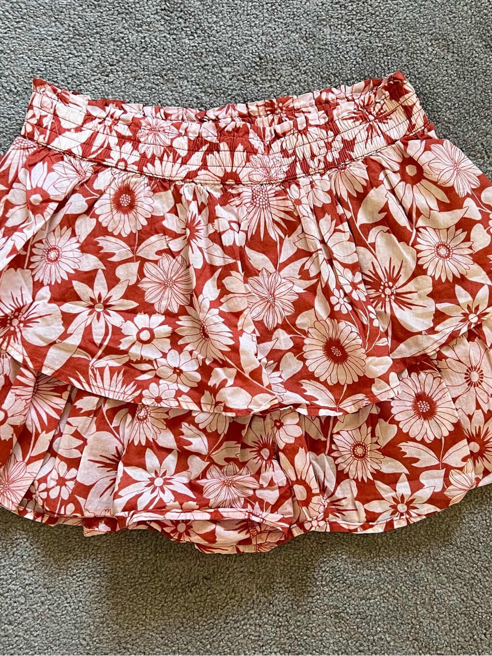 American Eagle Outfitters Rust Orange Floral Skirt with shorts